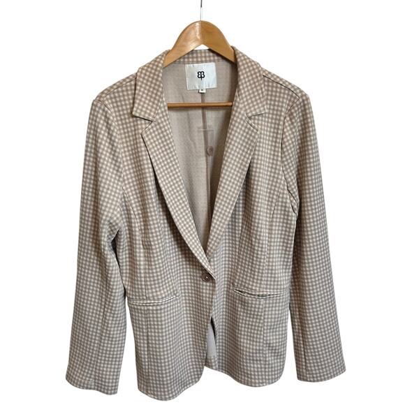 Betabrand Classic One Button Knit Blazer Gingham Plaid Office Work Size XL - Picture 9 of 13